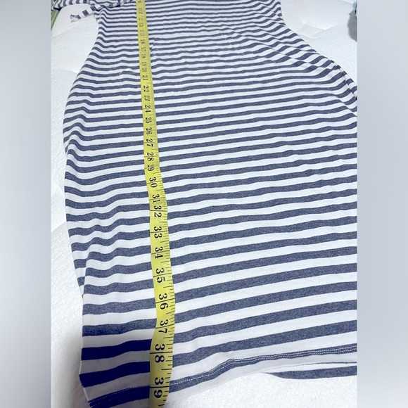 😎😍Grey & White Vertical Striped Fitted Stretchy Hoodie Quarter Sleeve Midi Dress - Picture 6 of 6